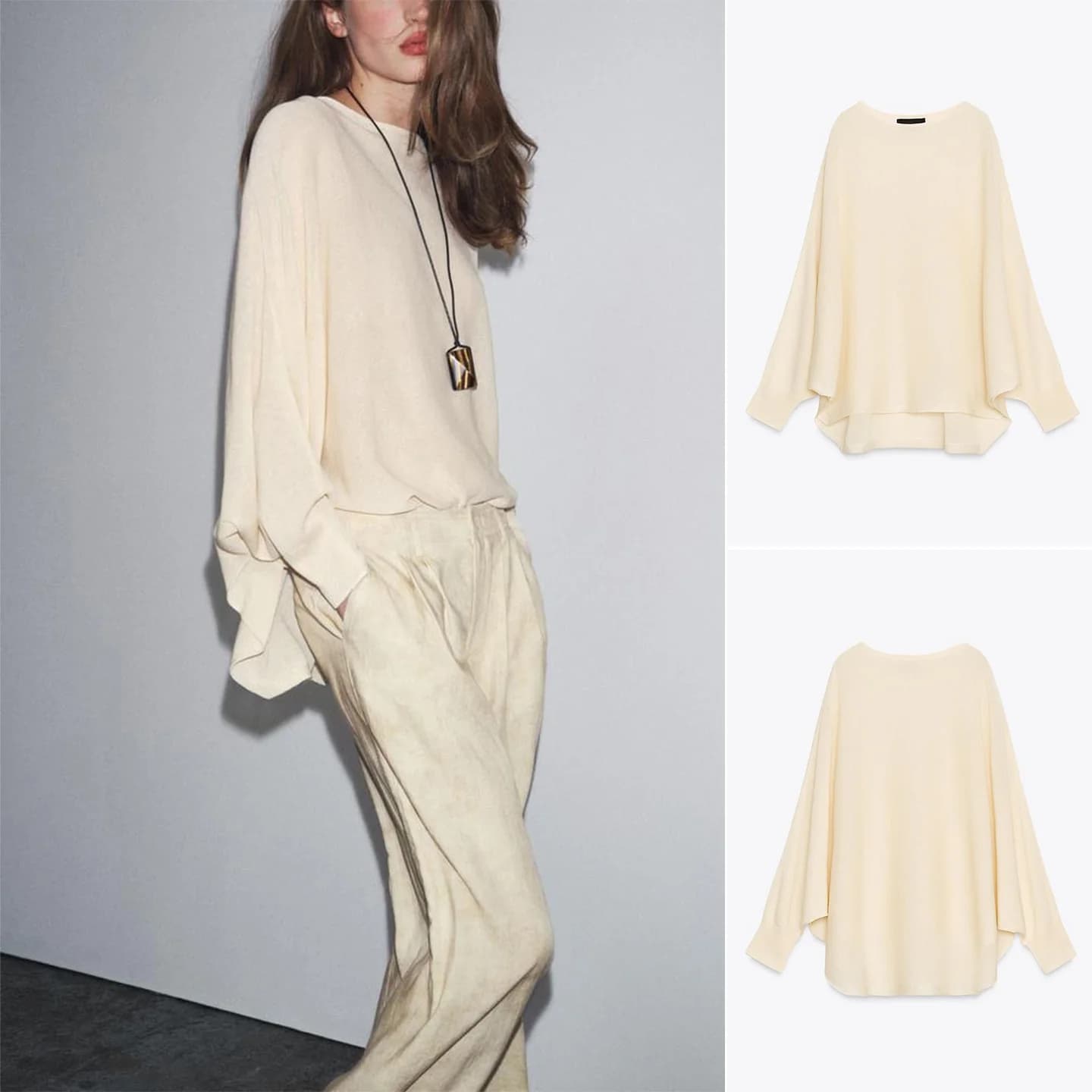 Laid-back Style Flat Needle Knitted Sweater Wide Sleeve One-Shoulder Design New Autumn 2025 Women's Loose Fit Polyester Fiber