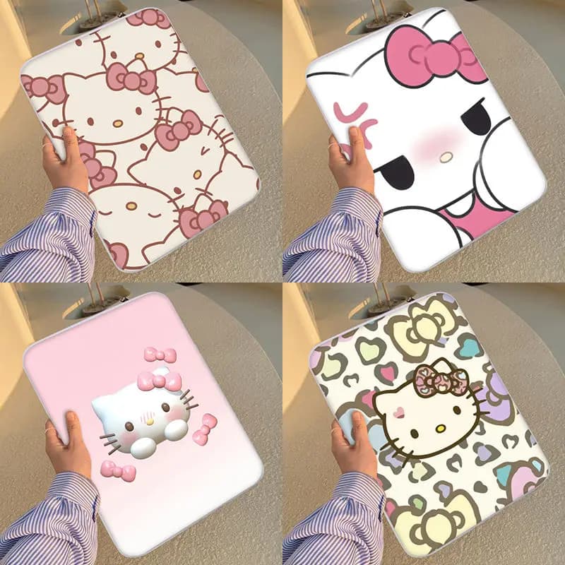 Custodia per Tablet Anime Hello Kitty Carina per Macbook Pro da 10, 11, 12, 13, 14, 15 Pollici, Borsa per Computer Portatile, Regalo di Natale