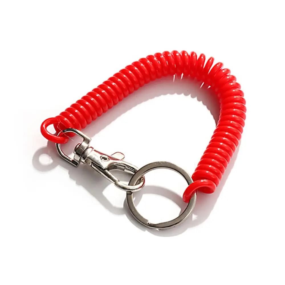 Portachiavi Elastico Unisex con Moschettone in Metallo, Cordino Elastico a Spirale per Chiavi
