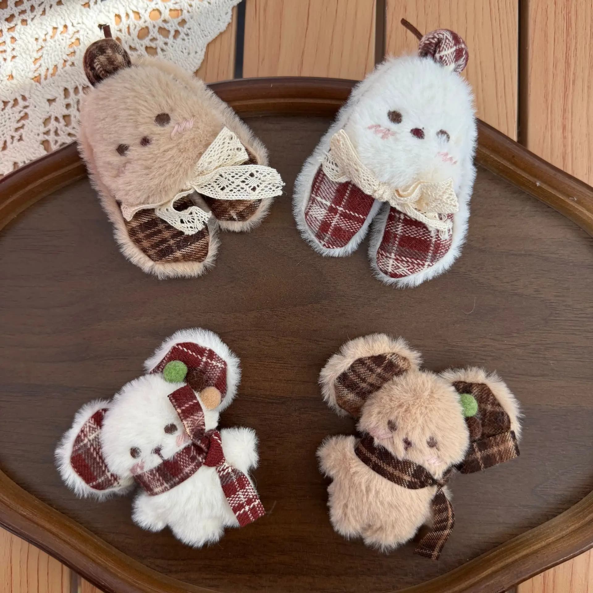 Cartoon Rabbit with Bow Fabric Hair Accessory Brooch Pin for Shoes Socks Bag Hat Clothing Embellishment Set Premium