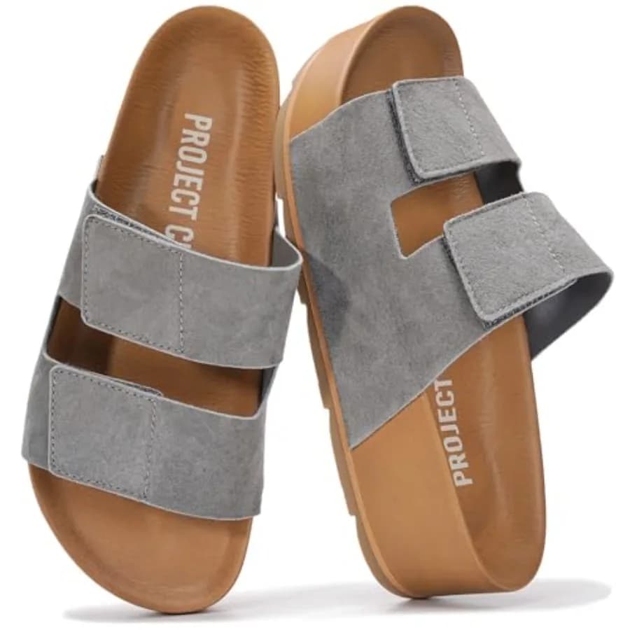 Sandali con Zeppa in Vera Pelle 0% per Donna - Essenziali per la Spiaggia, Estivi, con Soletta Morbida e Felpata - Antiscivolo e Leggeri