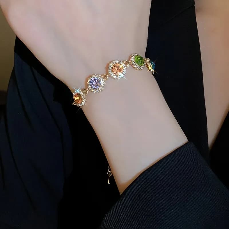 1 braccialetto da donna con diamanti colorati, adatto per feste di matrimonio con cristalli natalizikvv