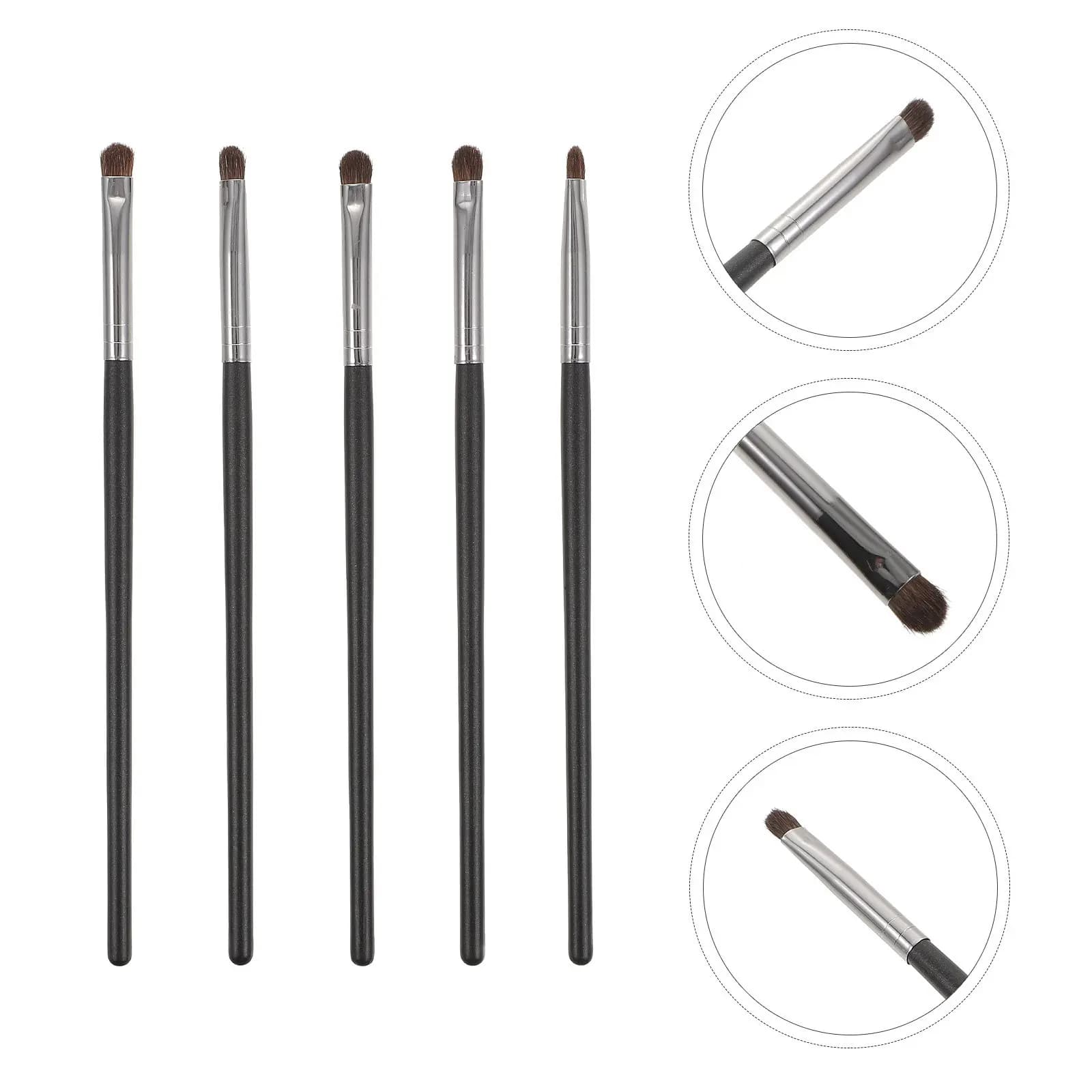 Set di 5 Pennelli Professionali per Trucco Occhi e Labbra, Strumenti Essenziali per l'Applicazione di Ombretto