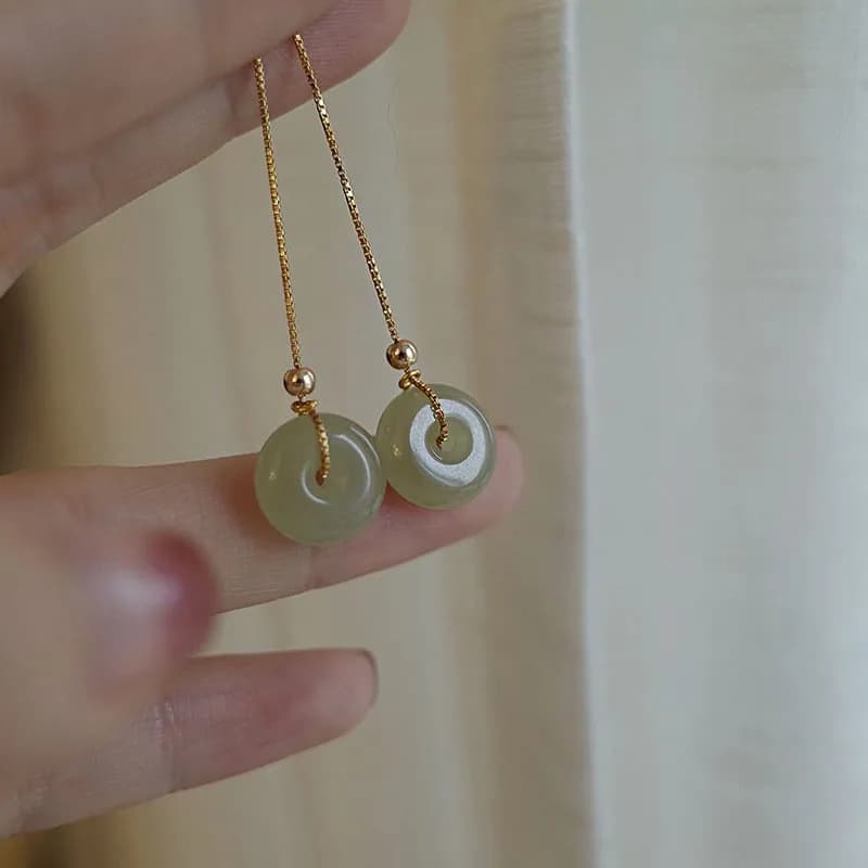 Buyee orecchino a goccia lungo in argento Sterling 925 10MM rotondo giada ciondola l'orecchino per orecchini donna ragazza festa di famiglia gioielleria raffinata