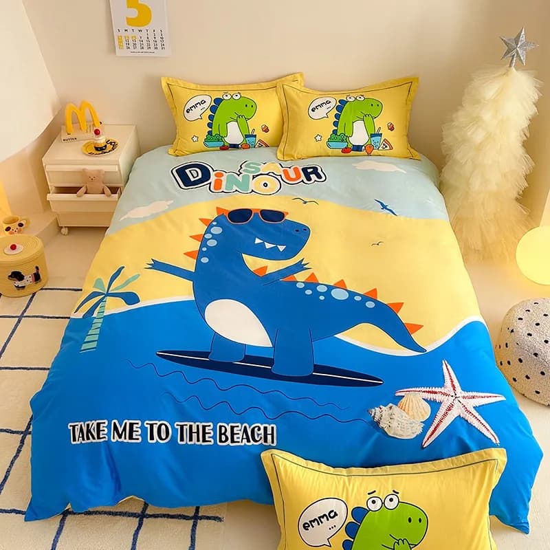 Exquisite 3D Cartoon The Good Dinosaur Wallpaper Digital Printing Bedding Set Duvet Cover Comforter Bed Youth Kids Girl Boy Gift