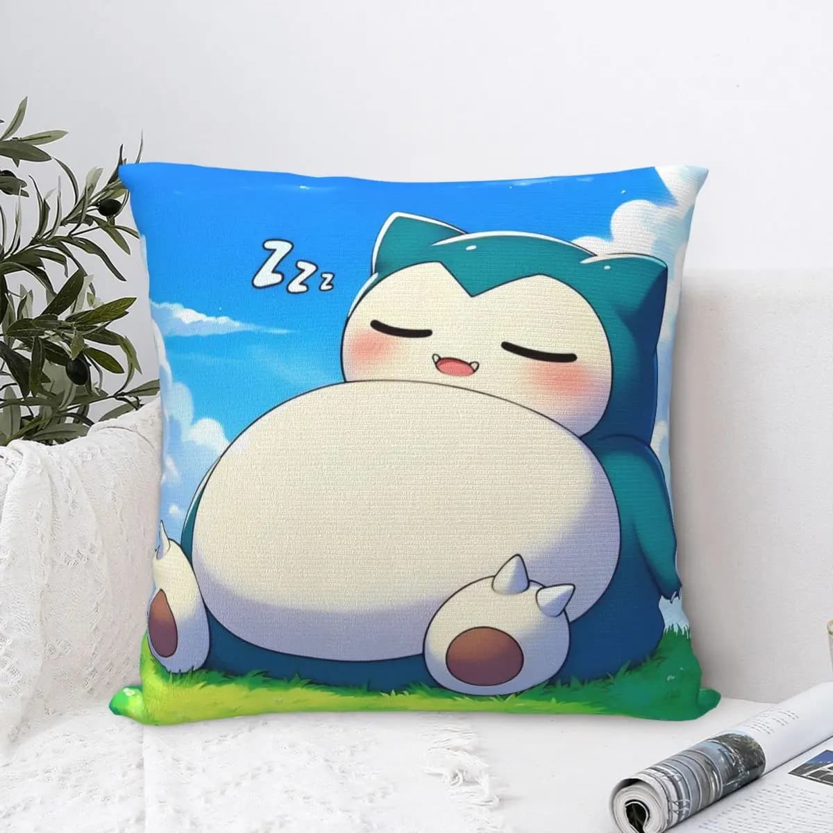 Snorlax Pokemon (1)-bayingimg Federa per cuscino Fodera per cuscino grafica morbida Federe divertenti per divano Camera da letto Decorazioni per la casa