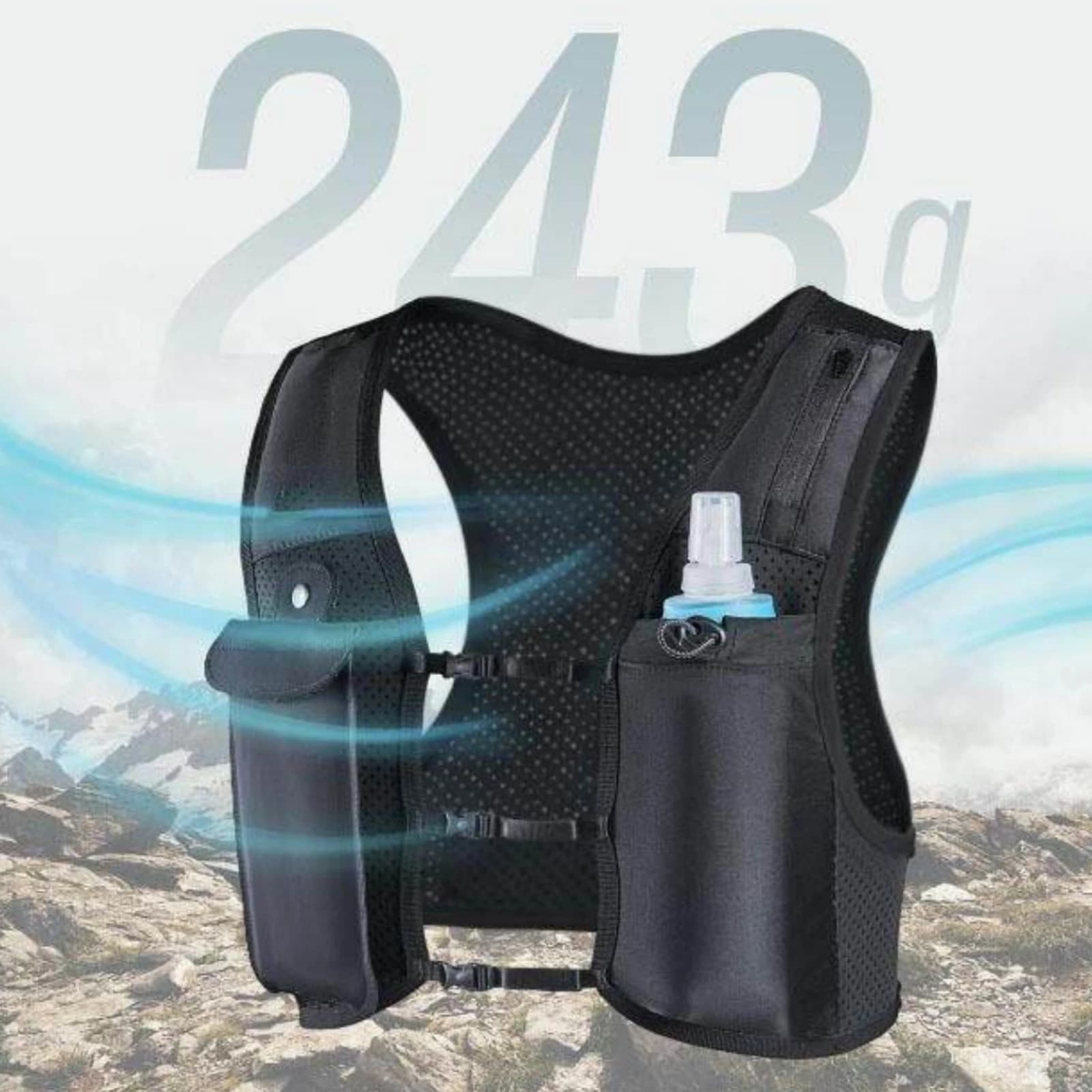 Running Vest with Water Bottle Reflective Vest with Water Bottle Hydration Pack with Water Container Secure Harness Light