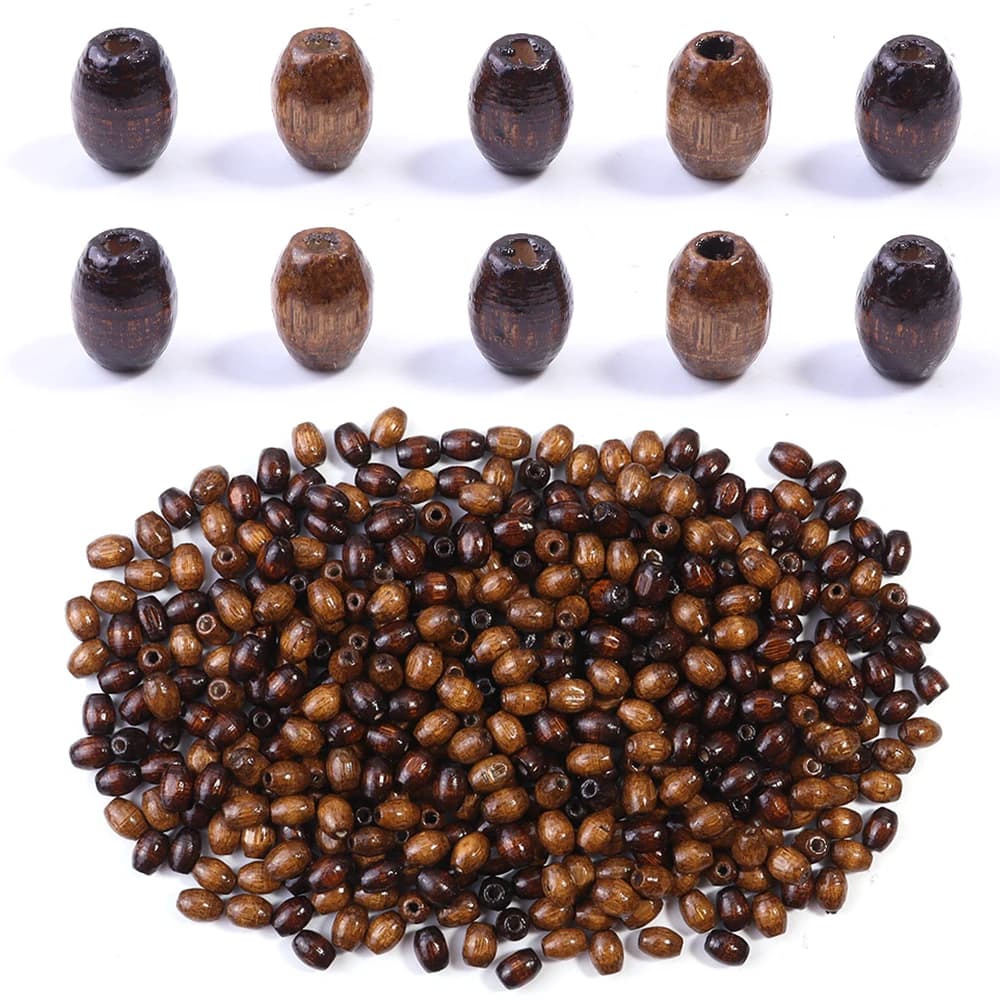 250-500 pezzi di perline di legno naturale marrone 6x8mm perline sciolte rotonde di legno ecologiche per la creazione di gioielli collana braccialetto fai da te Fornitori di beni