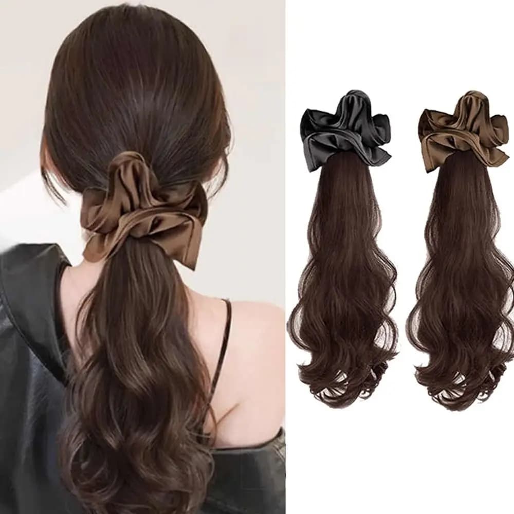 Parrucca intrecciata stile coreano alla moda Clip per artiglio per capelli Parrucca sintetica naturale a strati pigri Coda di cavallo Cravatta elastica per capelli ricci per le donne