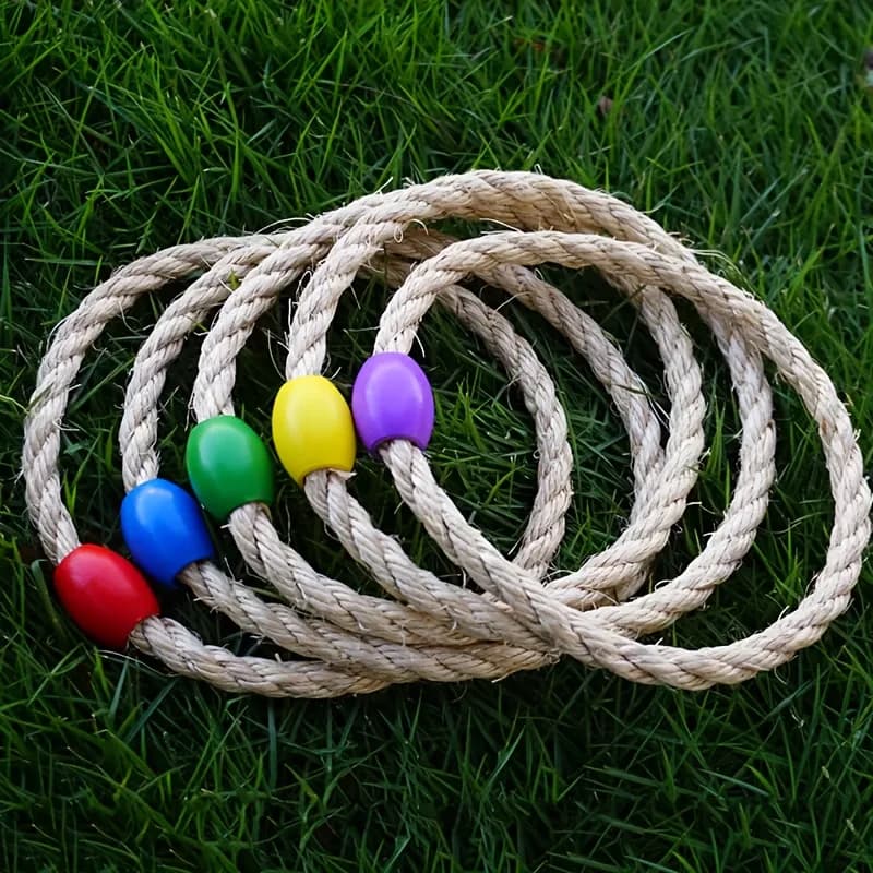 2026 NewHemp Rope Ring With Beads | Six Different Colors, 4.92inch Diameter, Ideal For Outdoor Games, Family Interaction, Easter And Mid-Autumn Festival Gifts, Enhances Hand-Eye Coordination