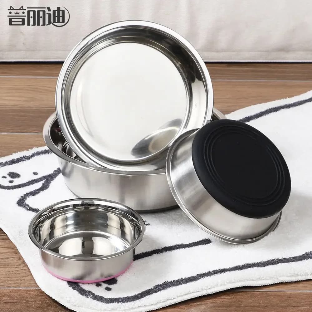 Ciotola per cani in acciaio inossidabile, ciotola anti-ribaltamento per animali domestici, ciotola per cibo e acqua, ciotola per gatti con base antiscivolo in silicone, c