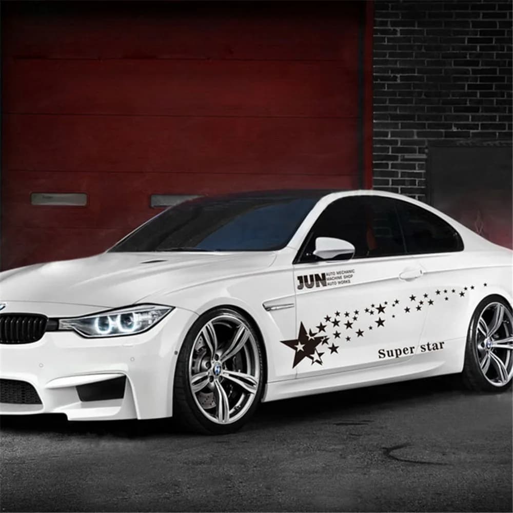 Bossnice 2Pcs 1.6m Universal Car Sticker Star Patterns Auto Sport Styling Vinyl Car Classic Body Sticker Decal For bmw e46 Civic