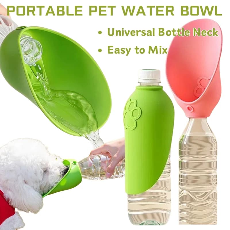 Foldable Silicone Pet Water Bowl Universal Water Bottle Adapter Dog Travel Drinking Cup Outdoor Walking Pet Water Feeder