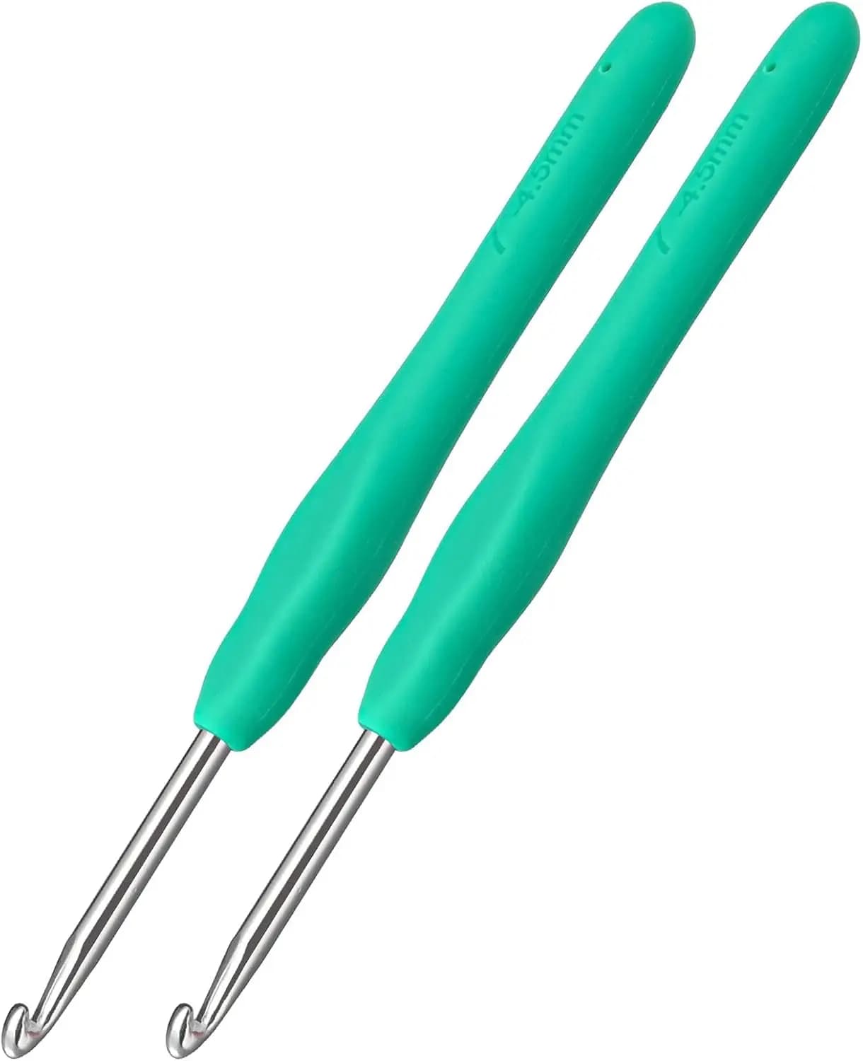 2Pcs 4.5mm Crochet Hooks, Ergonomic Extra Long Handle for Arthritis, Smooth Stitch, Comfort Grip