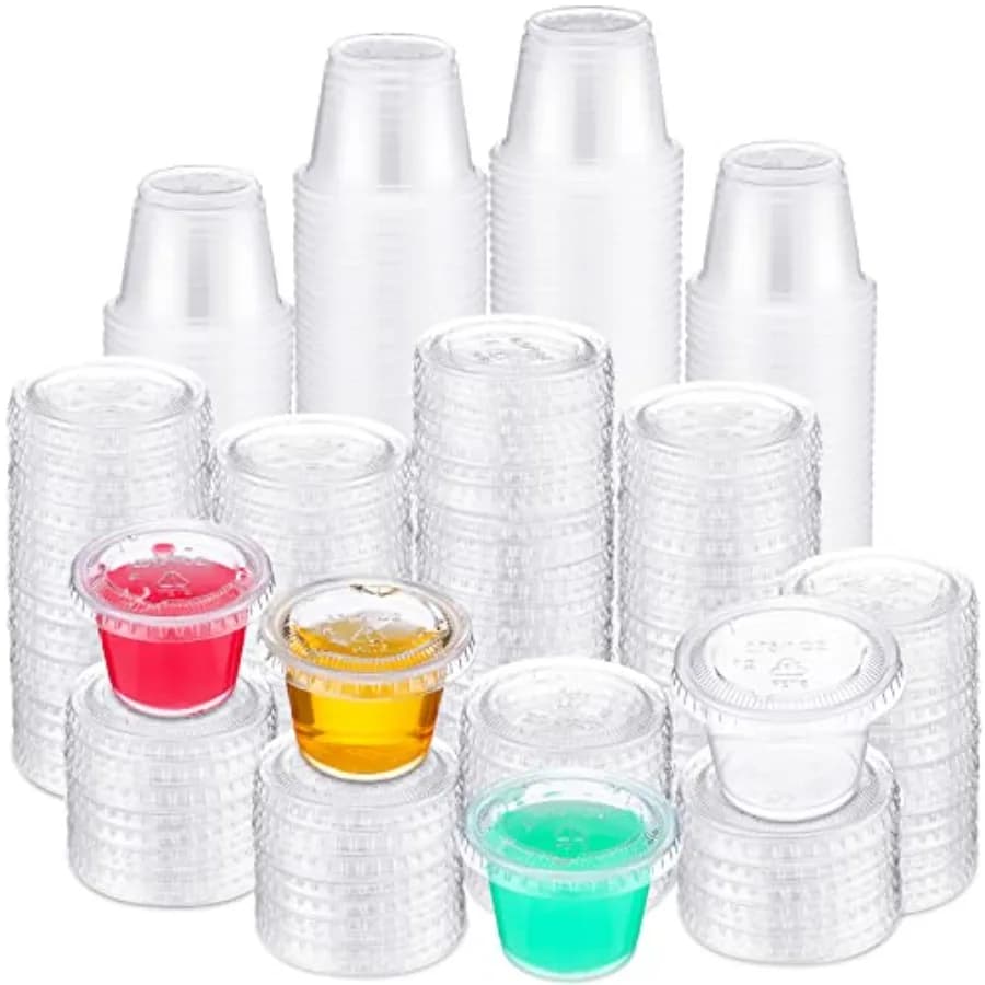000 Pieces Containers with Lids Portion Condiment Cups Disposable Souffle Cups Sauce Cup Salad Container Plastic Food Cup for R