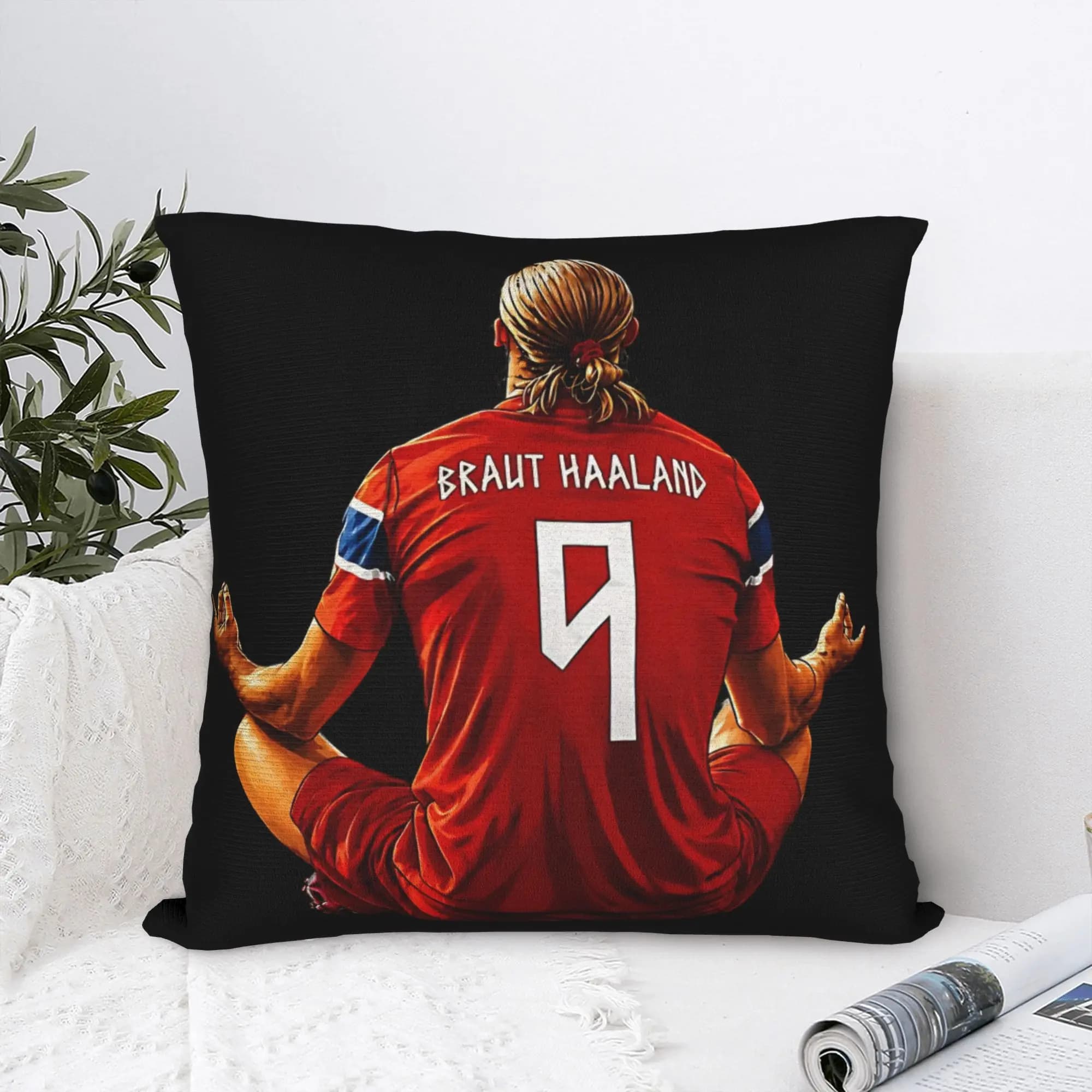 Haalands Football Pillowcase Polyester Cushion Cover Decor Throw Pillow Case Cover Home Square 18'