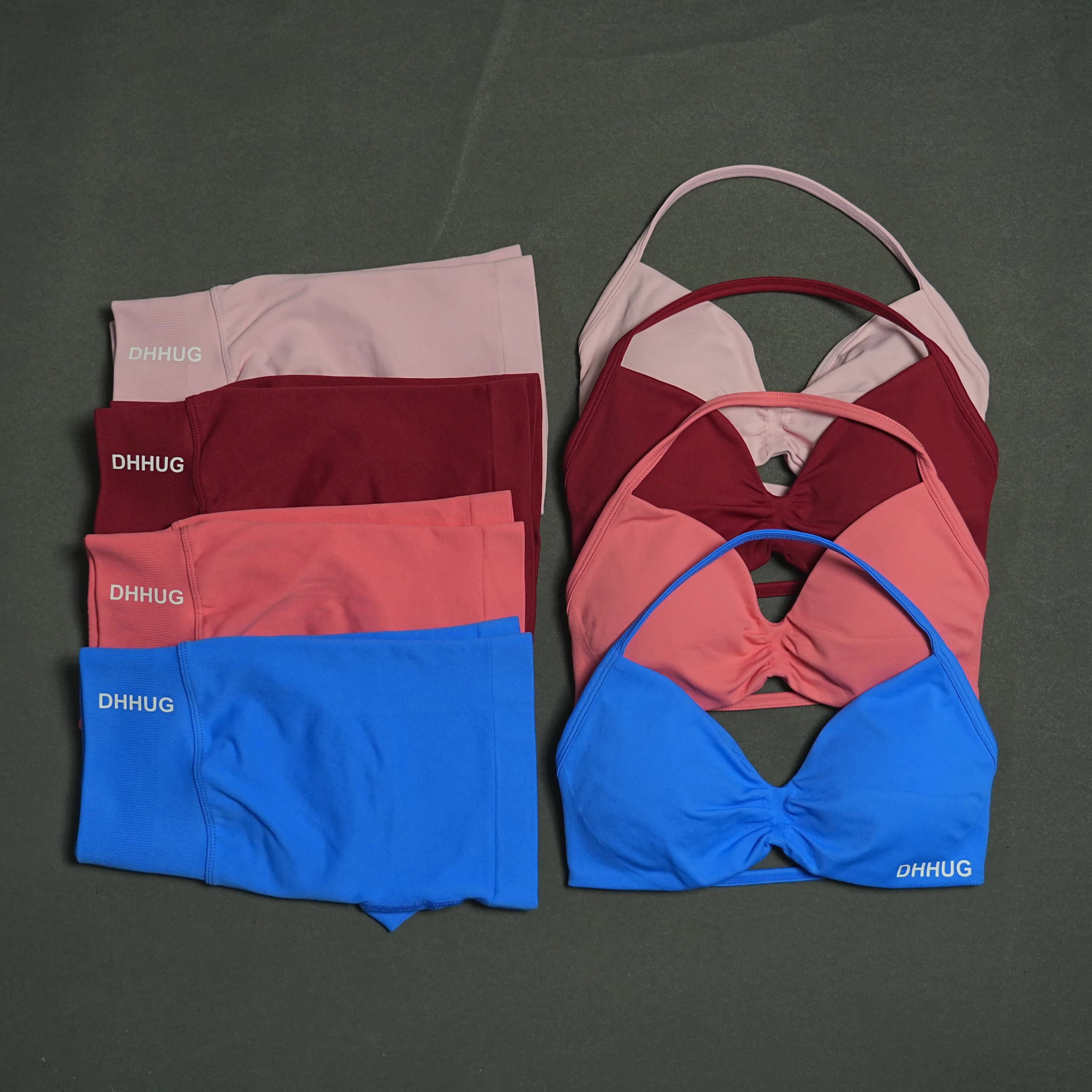 DHHUG Women's Sports Set: Sporty Bra without Sewings with Allied Details and Shorts Coordinated for Fitness and Intense Training
