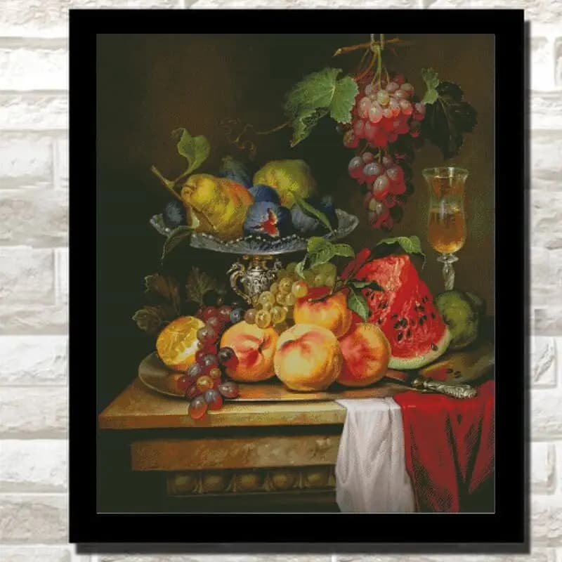 Natura morta frutta su un piatto Kit da cucito 16CT 14CT Kit punto croce non stampato Ricamo artistico cucito fatto a mano fai da te Decorazioni per la casa