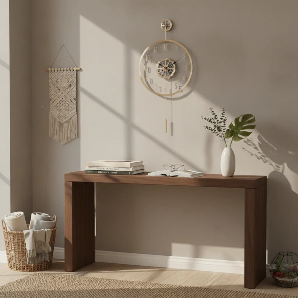 Battery Operated Wall Clock Quartz Wall Clock with Pendulum Non-Ticking Easy to Read for Decorators, Living Room, Hallway