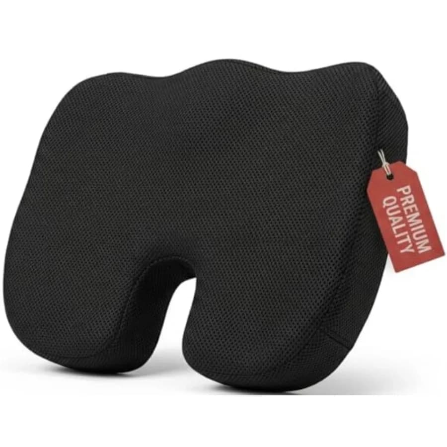 Premium Orthopaedic Cushion in Memory Foam for Office and Car Chair, Relieves Coccige Pain, Back and Sciatica, Ergonomic Cushion for Coccige