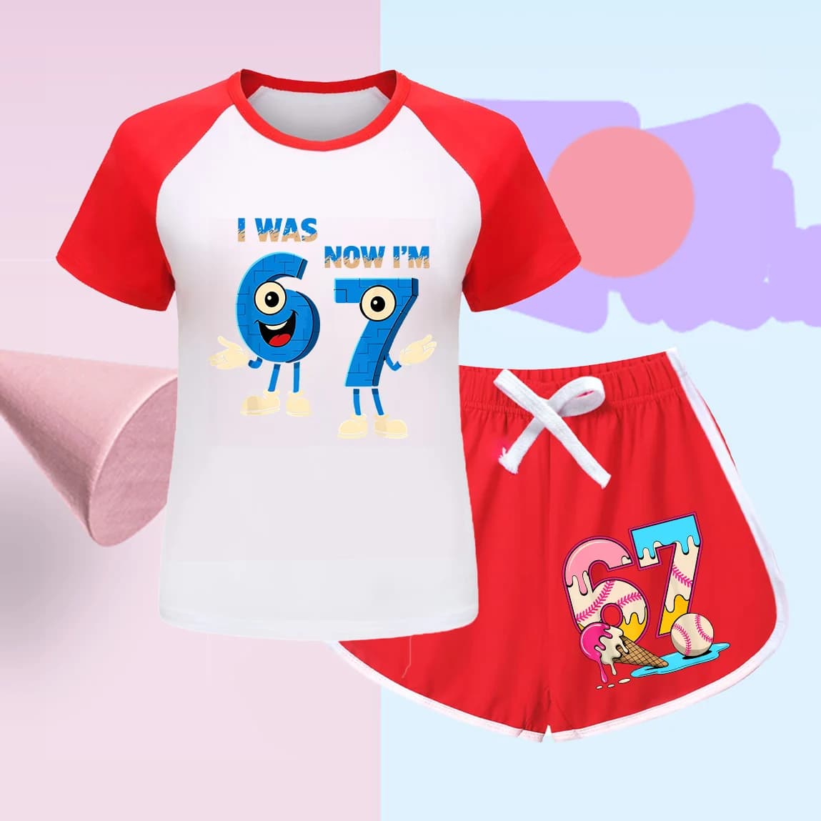 67 Meme Steal A Brainrot Pajamas Six Seven Boys Girls Long Sleeve Tshirt Novelty Christmas Gift Kid Fashion Homewear