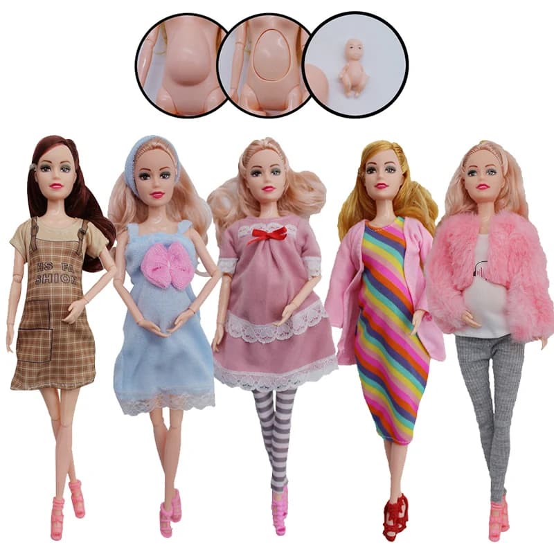 Bambole incinta giocattolo educativo per bambini con due neonati e scarpe casuali Accessori Abiti di moda Regalo per giochi per ragazze