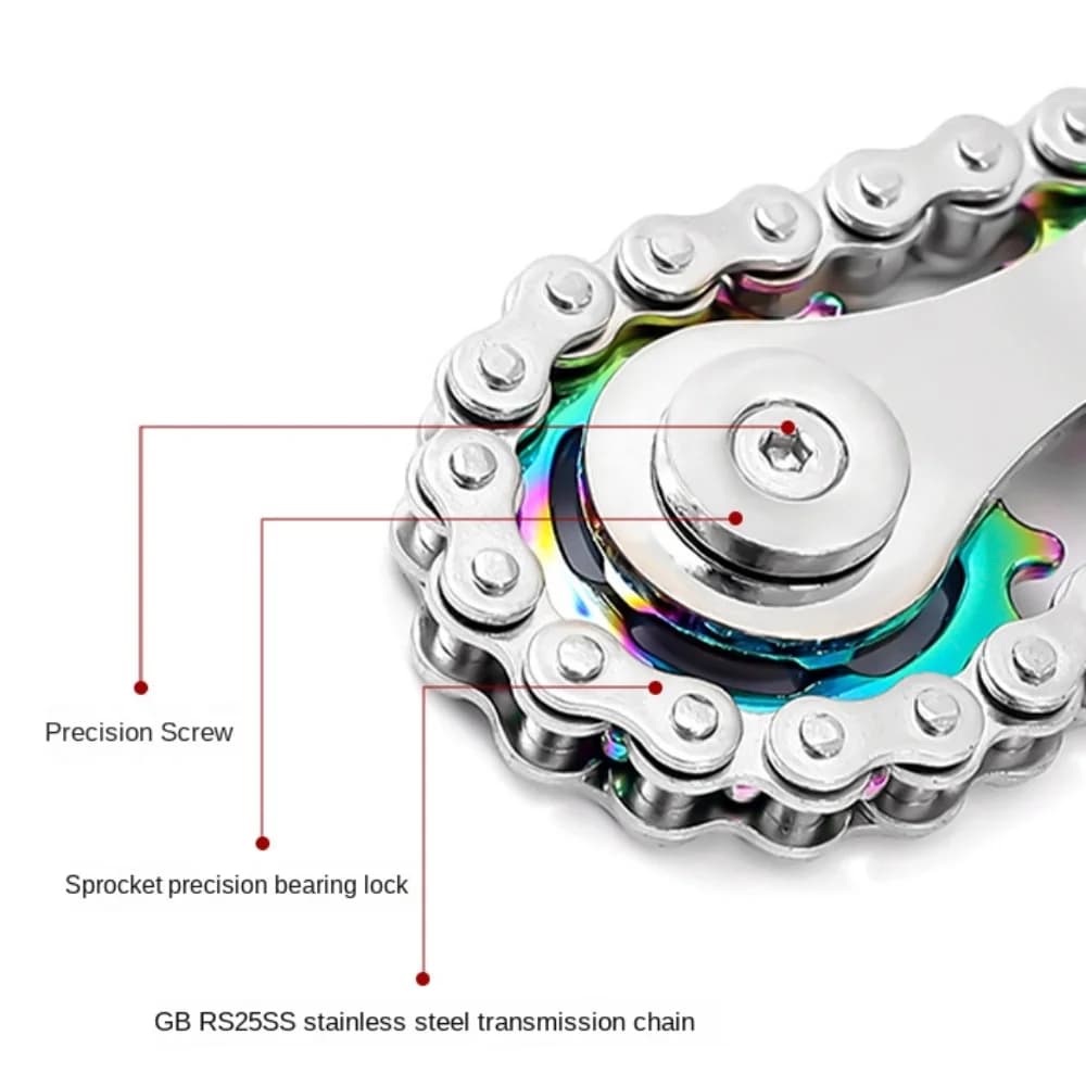 Catene Gear Fidget Spinner Trottola Giroscopio Spinner a mano Catena Ingranaggio Punta delle dita Pignone Ruota in metallo Catena giroscopio