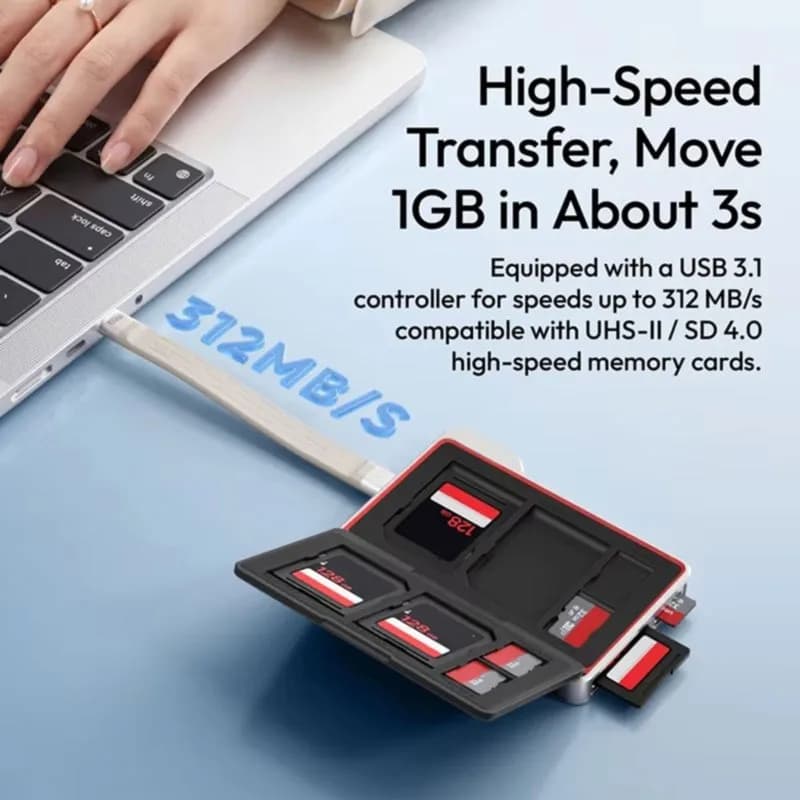 Super Sale DC01 2-in-1 Portable Memory Card Case Dual-Slot Simultaneous Card Reader for Camera Smartphone Photography Black