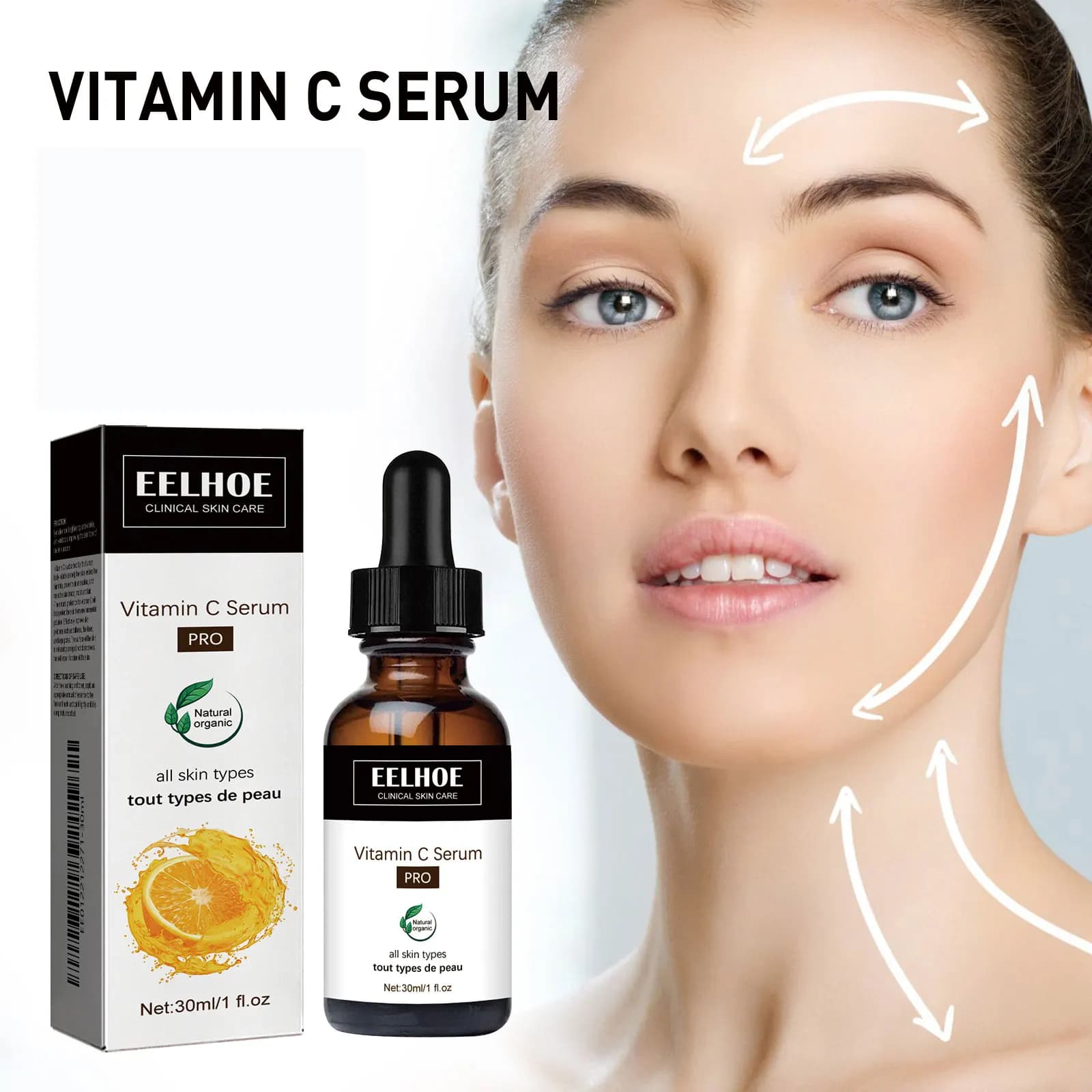 EELHOE Face Serum Vitamin C & Niacinamide Antioxidant Serum for Women Brightening Dark Spot Fading Anti-Dullness Liquid Essence