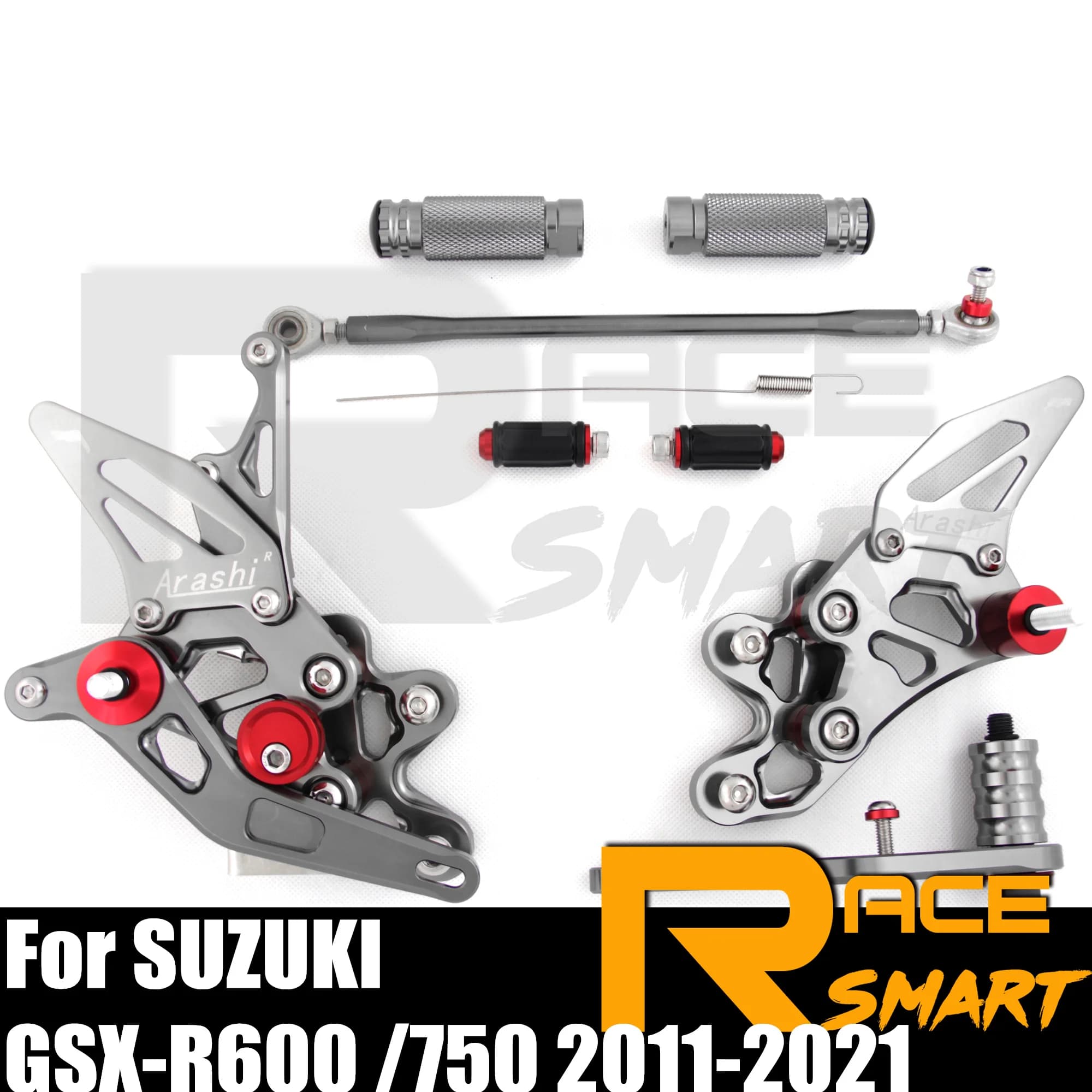 Pedane Regolabili CNC per Moto Suzuki GSX-R600 2011-2023, Compatibili con GSXR600 GSXR 600 2012 2013 2014 2015 2016 2017