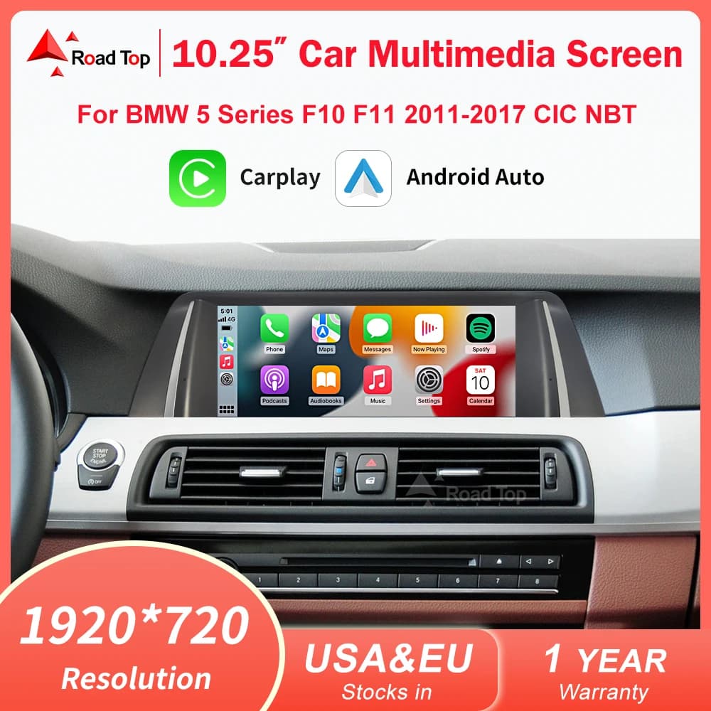 Wireless CarPlay Android Auto Autoradio Lettore Multimediale Linux Schermo di Visualizzazione Per BMW Serie 5 F10 F11 2012-2017 CIC NBT