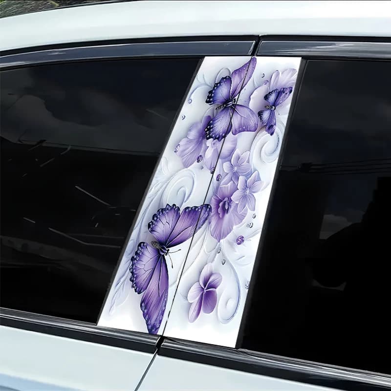 2 pieces of protective film made of moisturizing material in the shape of a butterfly flower for car B mount adhesives, with scratch-resistant performance