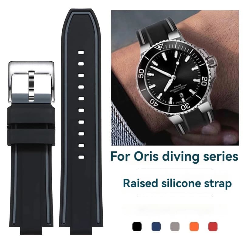 Cinturino per orologio in silicone cinturino convesso per ORIS Diving AQUIS 7730 7740 Water Ghost uomo 24x11mm 24x12mm braccialetto sportivo in gomma