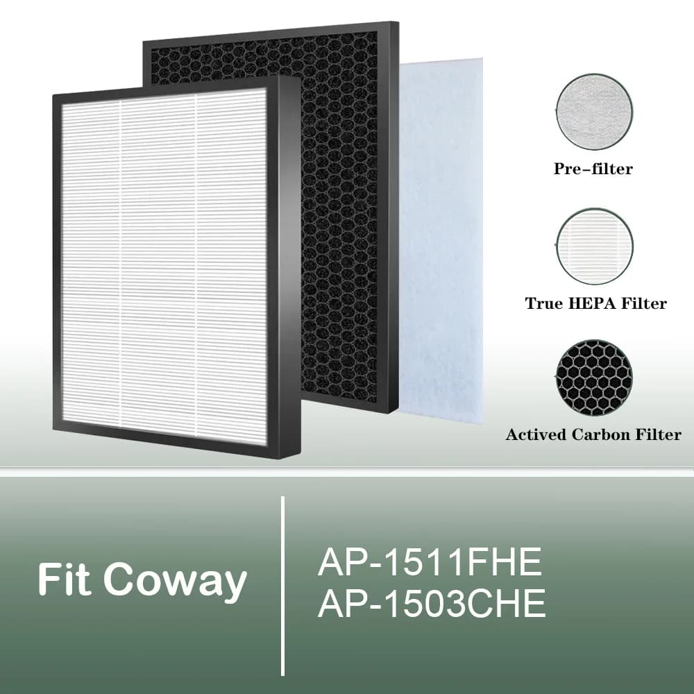 Compatibile con i filtri purificatore d'aria Coway AP-1511FHE AP-1503CHE, filtro True HEPA e carbone di ricambio