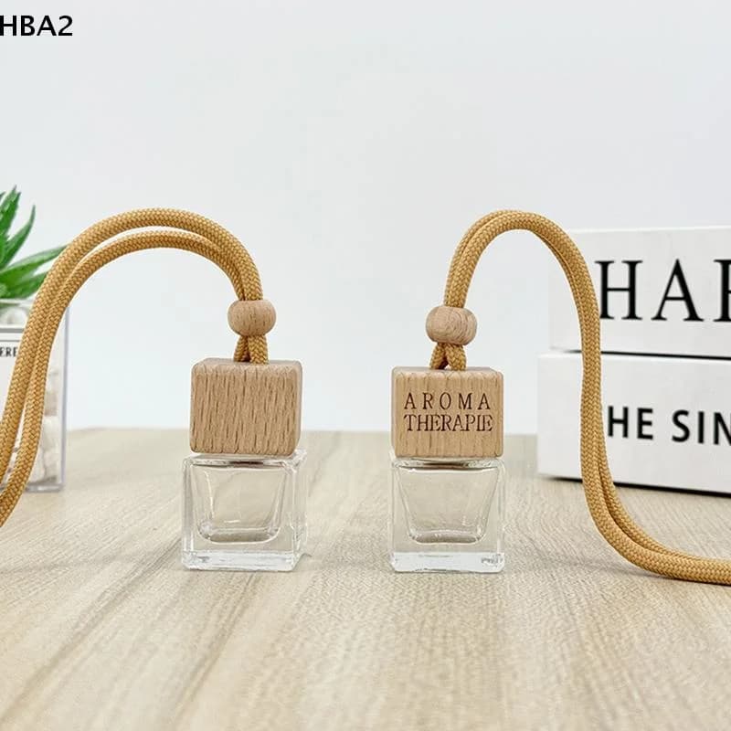 1 Pezzo Diffusore di Oli Essenziali da 8ml, Bottiglia Vuota in Legno con Coperchio Quadrato, Accessori per Auto, Bottiglie di Profumo, Deodorante per Ambienti