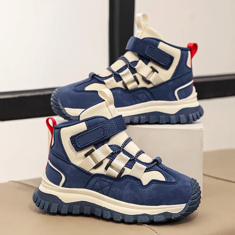 Scarpe da ginnastica alte in pelle per bambini Autunno Inverno Ragazzi Ragazze Scarpe da trekking antiscivolo Scarpe da trekking per bambini casual da esterno antiscivolo