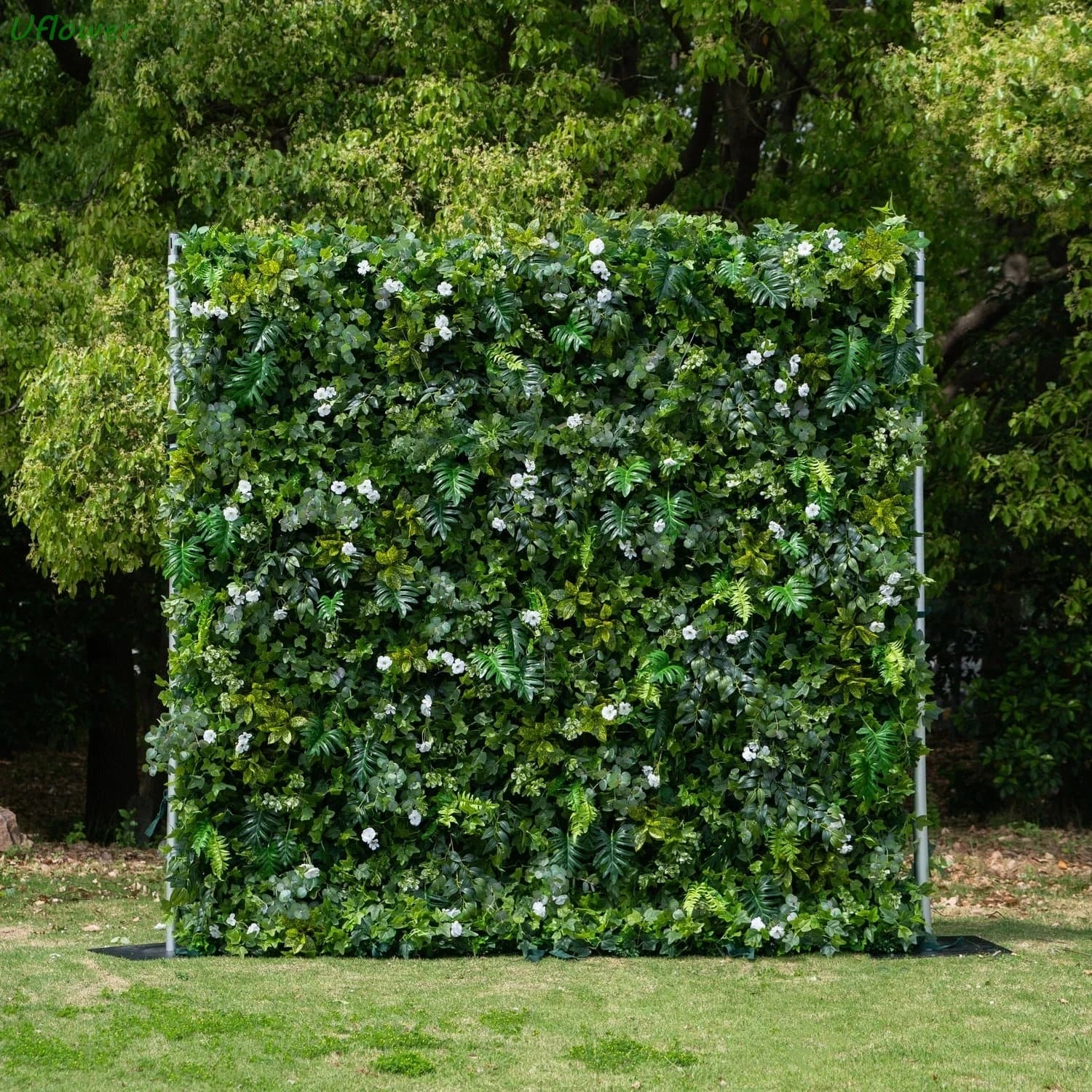 Uflower Fiore artificiale da parete avvolgibile con foglie verdi Sfondo floreale in tessuto per tende per decorazioni per feste di eventi di nozze