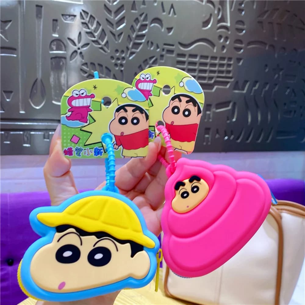 Autentico Portamonete Anime Crayon Shin-chan, Ornamenti per Zaino in Silicone, Borsa Porta Rossetto e Auricolari, Regalo per Ragazze e Donne