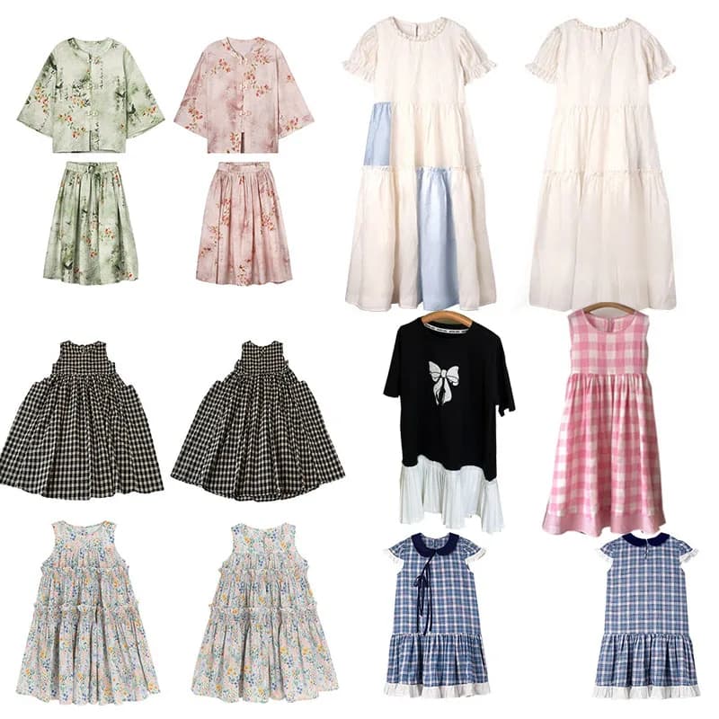 Vestito da festa per ragazza adolescente Nuovo 2026 Abiti estivi per ragazze grandi 2 3 4 5 6 7 8 9 10 11 12 anni Abbigliamento per bambini Camicia Gonna Set