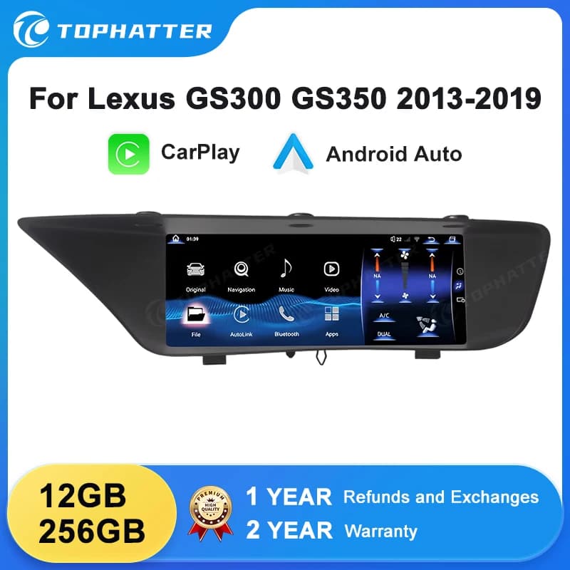 Schermo da 10.25'' Android 14 con Carplay Wireless per Lexus GS300 S190 GS350 GS400 GS430 GS450h GS460, Navigatore e Lettore Multimediale per Auto