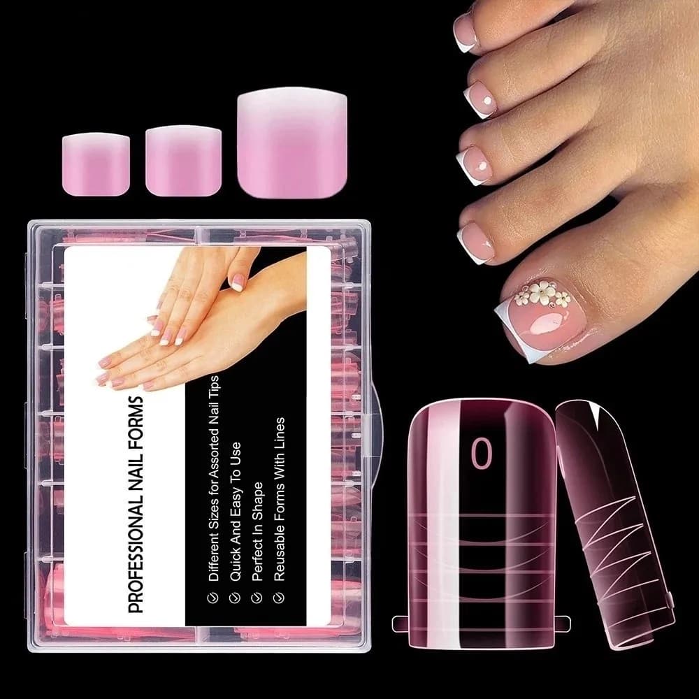 120pcs New Dual Forms Toe Nail Mold Acrylic Full Cover Poly Nail Gel Molds Nail Forms For Extension