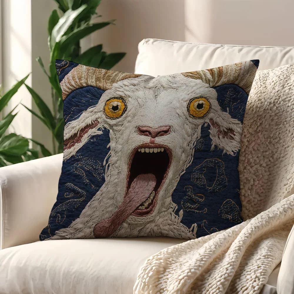 Federa per cuscino con stampa 2D Pooky Goat Face, fodera per cuscino in stile nordico semplice per divano, casa, auto, camera, caffetteria, ufficio