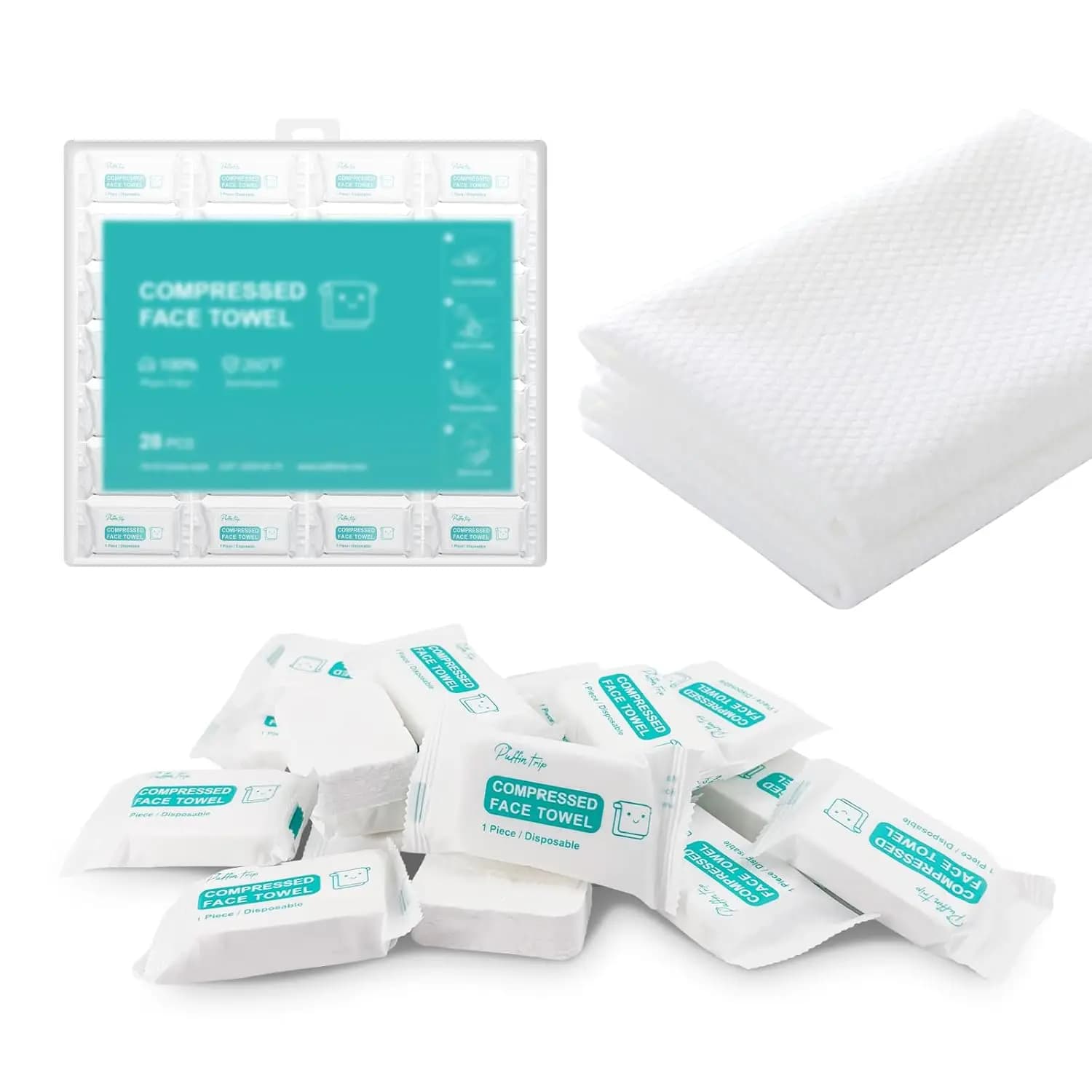 28 PCS Thicker Larger Disposable Face Towels, 15x10 inch, Compressed Coin Tissues for Travel Camping