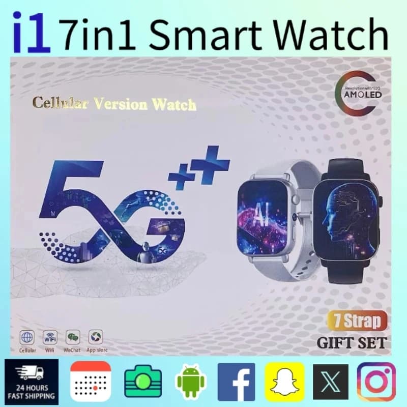New smartwatch 4G 5G I1 Wifi GPS screen HD 1.99 inch double camera HD SIM card download APP Sport Android Man Woman Smartwatch