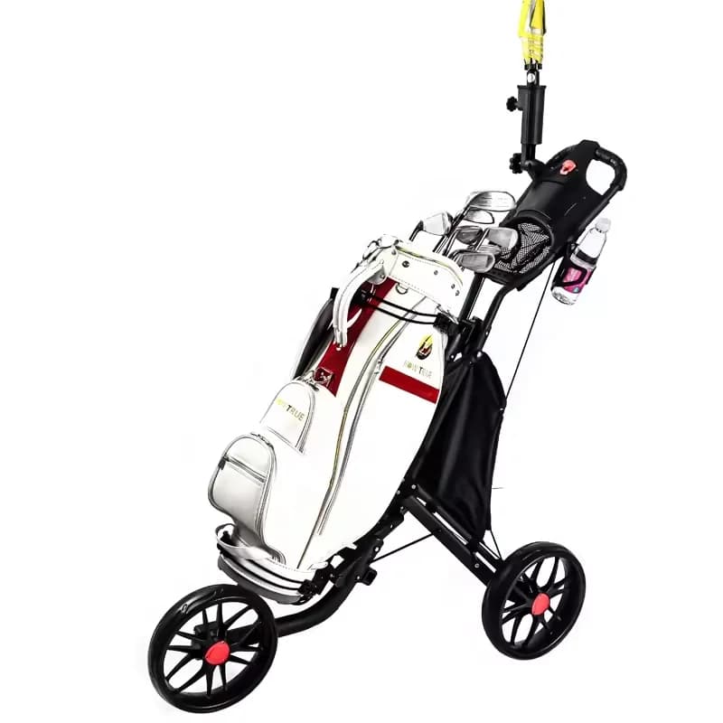 Carrello da golf Carrello da golf pieghevole compatto a 3 ruote Carrello da golf Telaio in alluminio Contenitore rapido Portaombrelli Accessorio per golf per tutti i terreni Tr