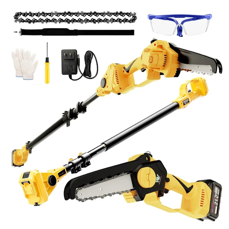 Sega a Catena Cordless 21V 8 Pollici, Batteria agli Ioni di Litio 4Ah, Forbici Elettriche Portatili per Potatura con Manico Estensibile