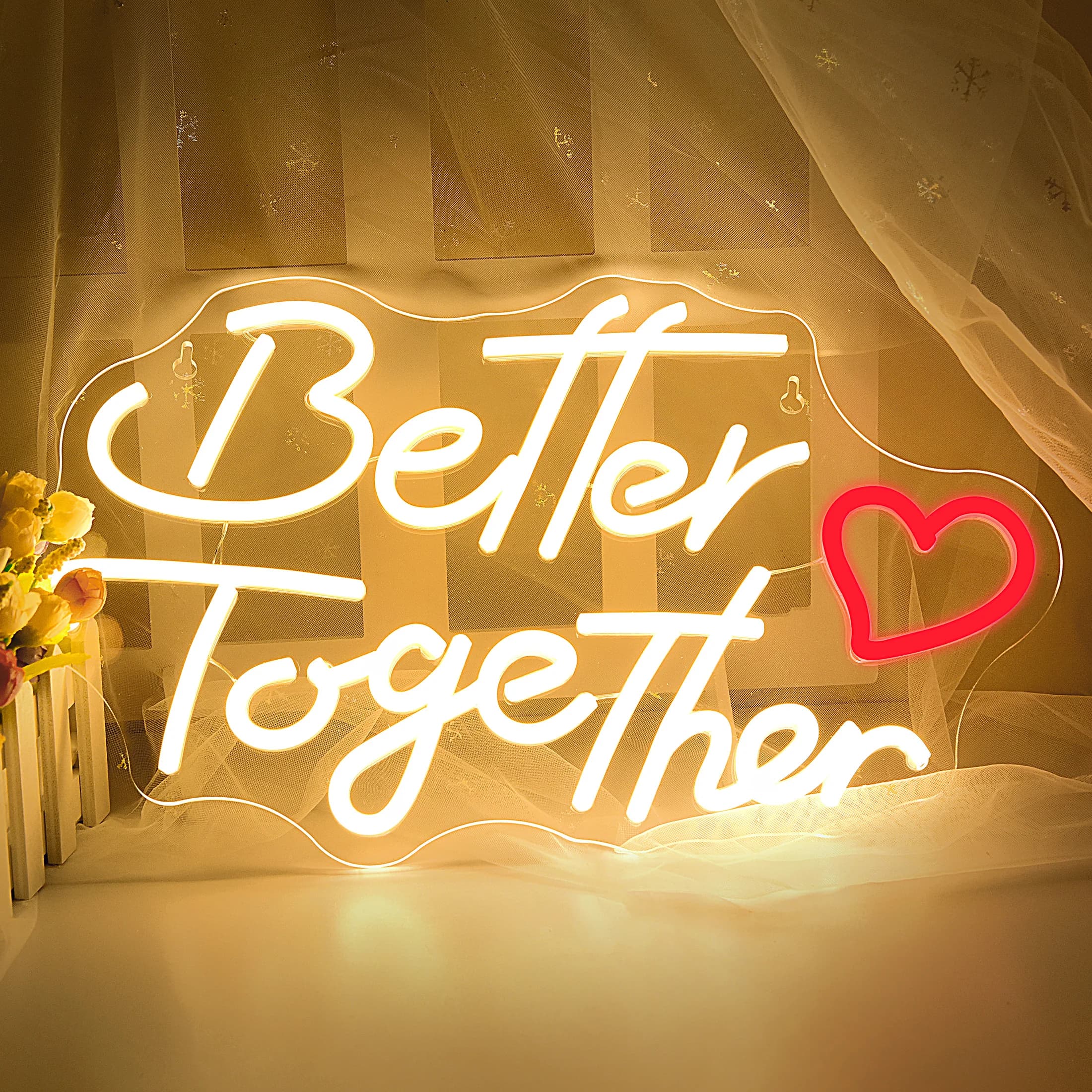 Luce al neon a LED Better Together, luce alimentata tramite USB per decorazioni murali per la decorazione della camera da letto nuziale