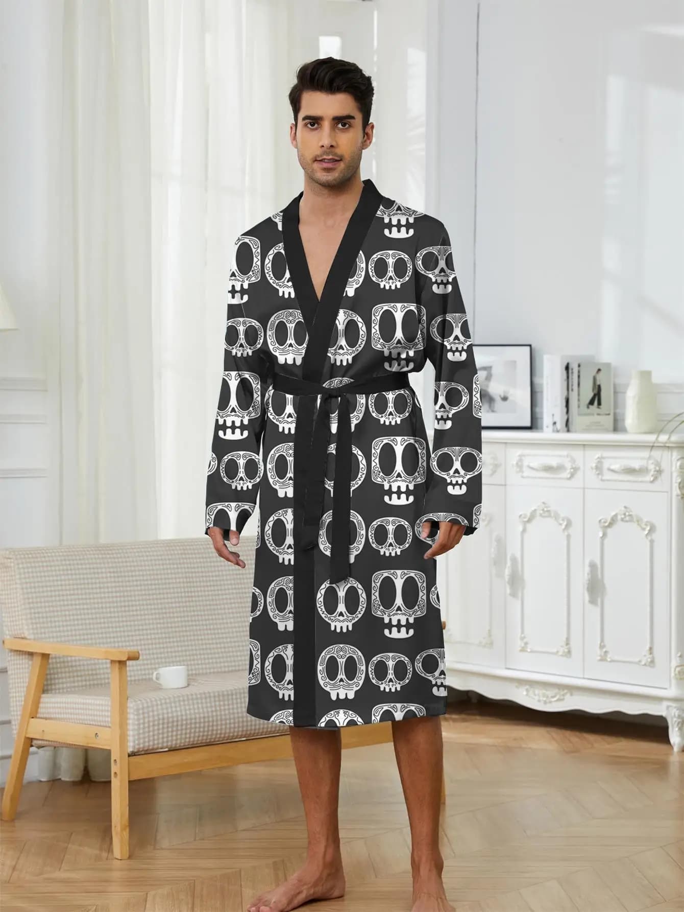 1pcs Men's Robes 2026 Spring/Summer 3D Printed bath robe Funny pajamas Bathrobe man robe Graphic Breathable Shower robe