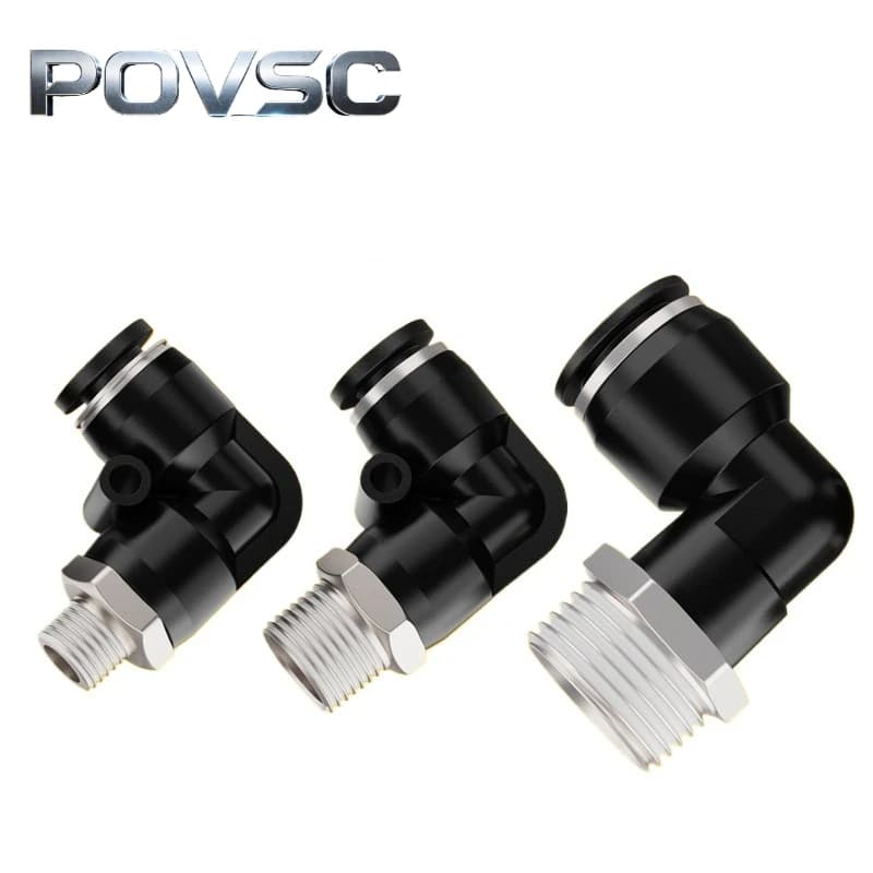 SMC Type PL External Thread Elbow Pneumatic Quick Connect Fitting PL8-02 PL4-M5 PL6-01Black POM Cap Air Hose Push In Connector