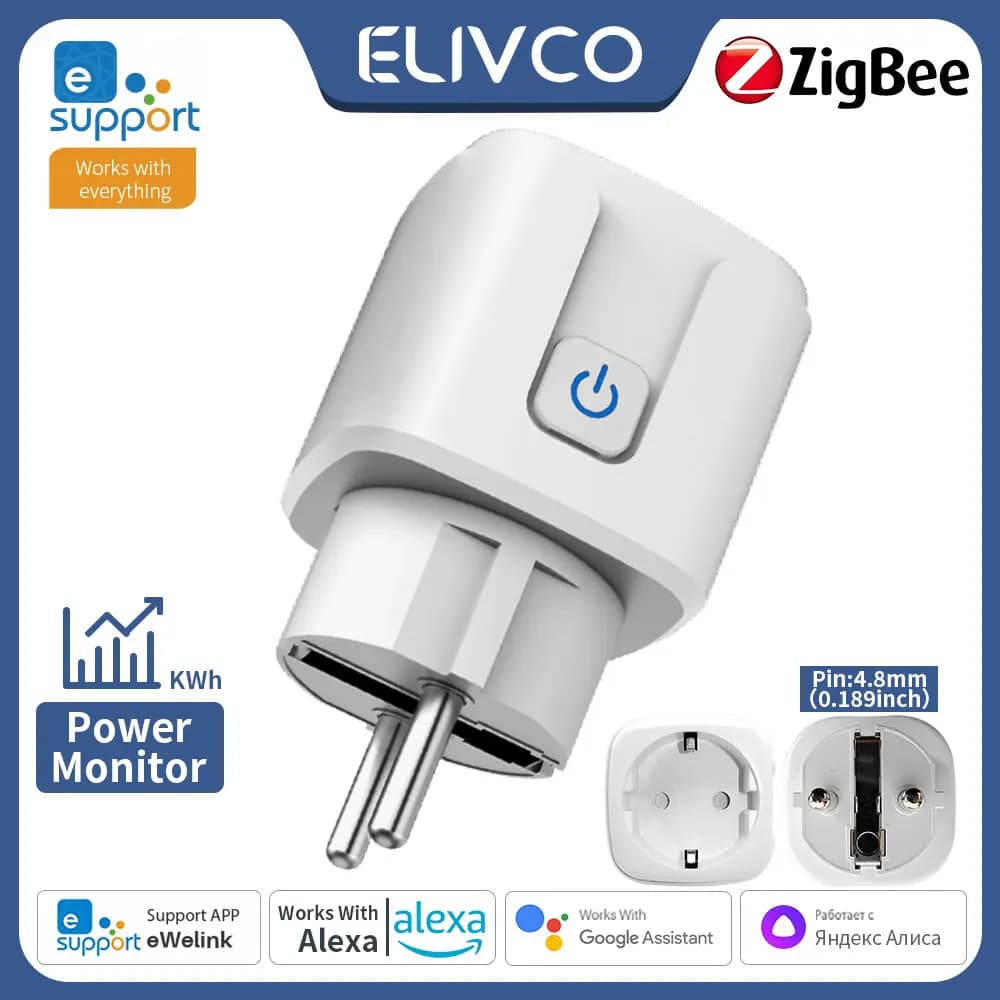 eWelink Zigbee Smart Plug, controllo remoto tramite APP, con funzione di temporizzazione/conto alla rovescia/monitoraggio della potenza, supporta Google Assistant/Alexa